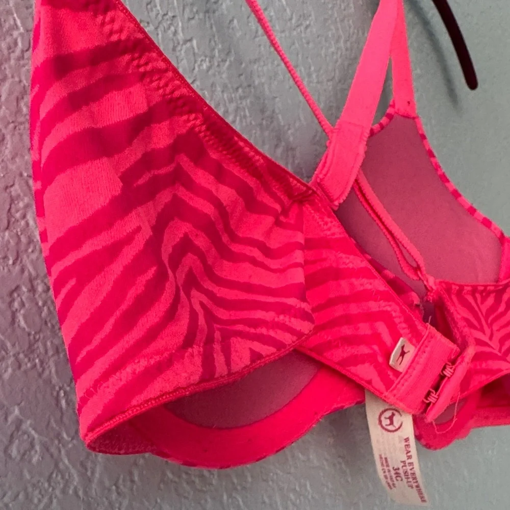 PINK Victoria's Secret Hot Pink Zebra Print Bra 34C Wear Everywhere Push-Up
